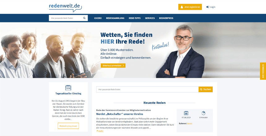 Screenshot www.redenwelt.de